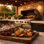 Barbecue cuisine extérieure moderne sous pergola