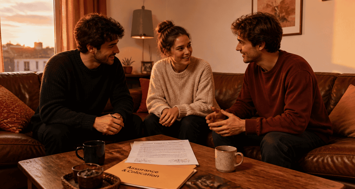 Assurance habitation et colocation, colocataires discutant du contrat
