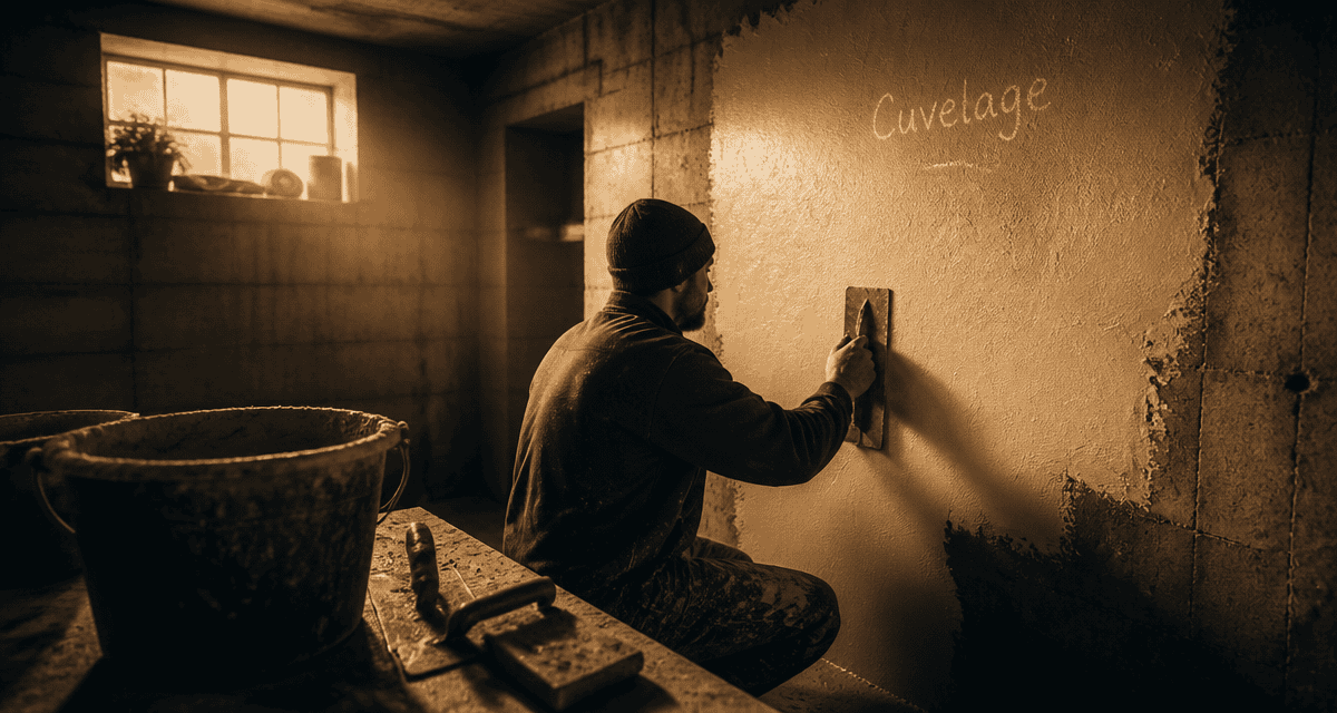 cuvelage mur ouvrier enduit sous-sol