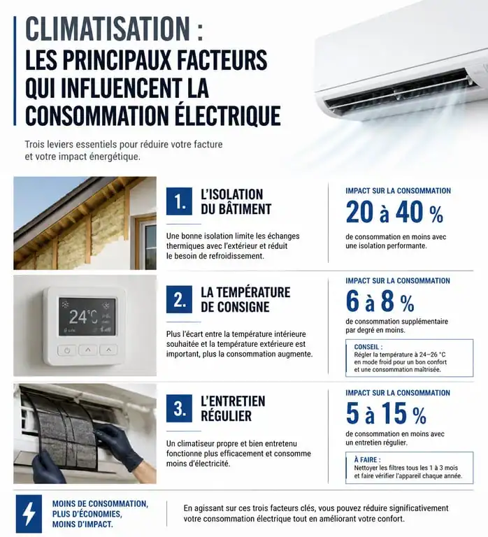 Facteurs influençant la consommation électrique d'un climatiseur réversible
