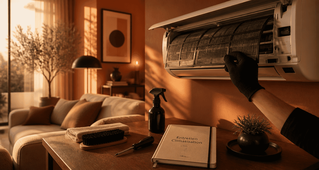 entretien climatiseur filtre nettoyage salon
