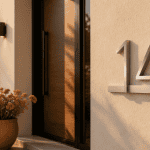 numero de maison design aluminium sur façade moderne