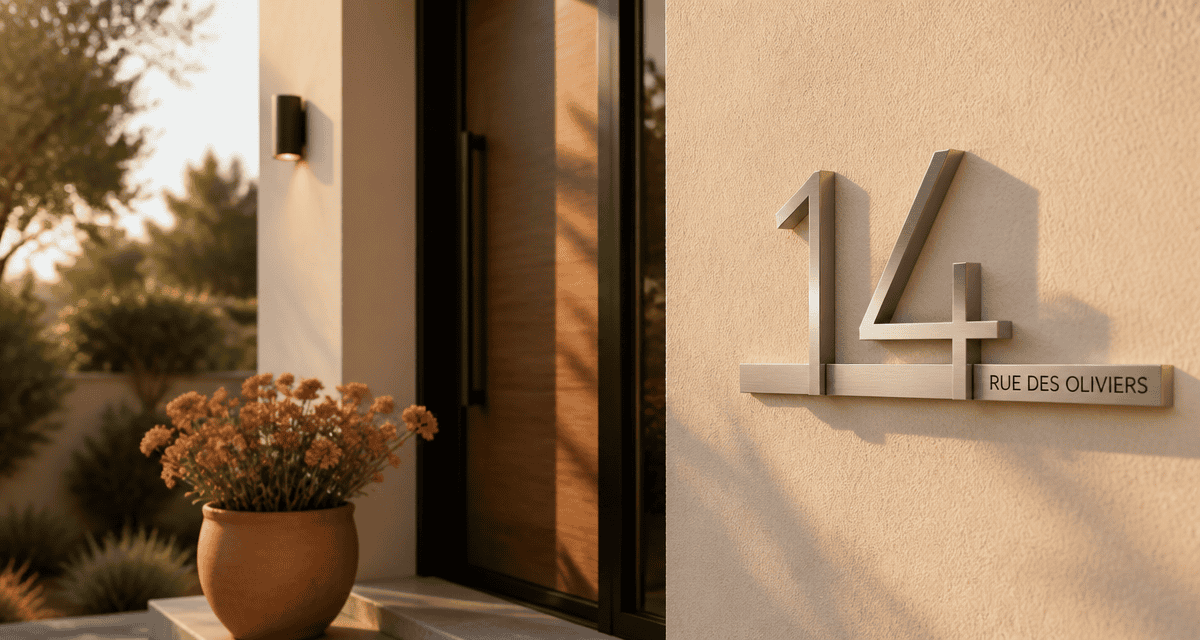 numero de maison design aluminium sur façade moderne