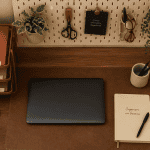 organiser un bureau minimaliste vue du dessus