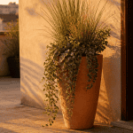 Que planter dans un pot haut et étroit graminée lierre terrasse