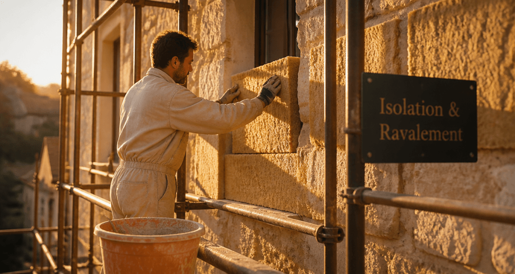 Ravalement ITE sur maison ancienne en pierre