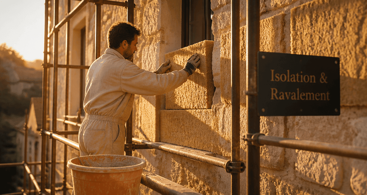 Ravalement ITE sur maison ancienne en pierre
