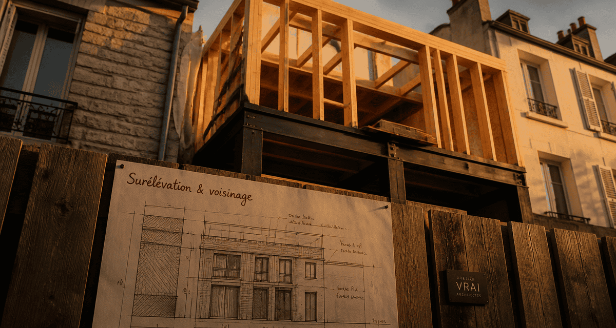 Surélévation maison et voisinage plan chantier