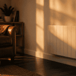 Thermostat chauffage électrique dans salon chaleureux