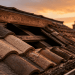 Tuile béton durée de vie sur toit en pente crépuscule