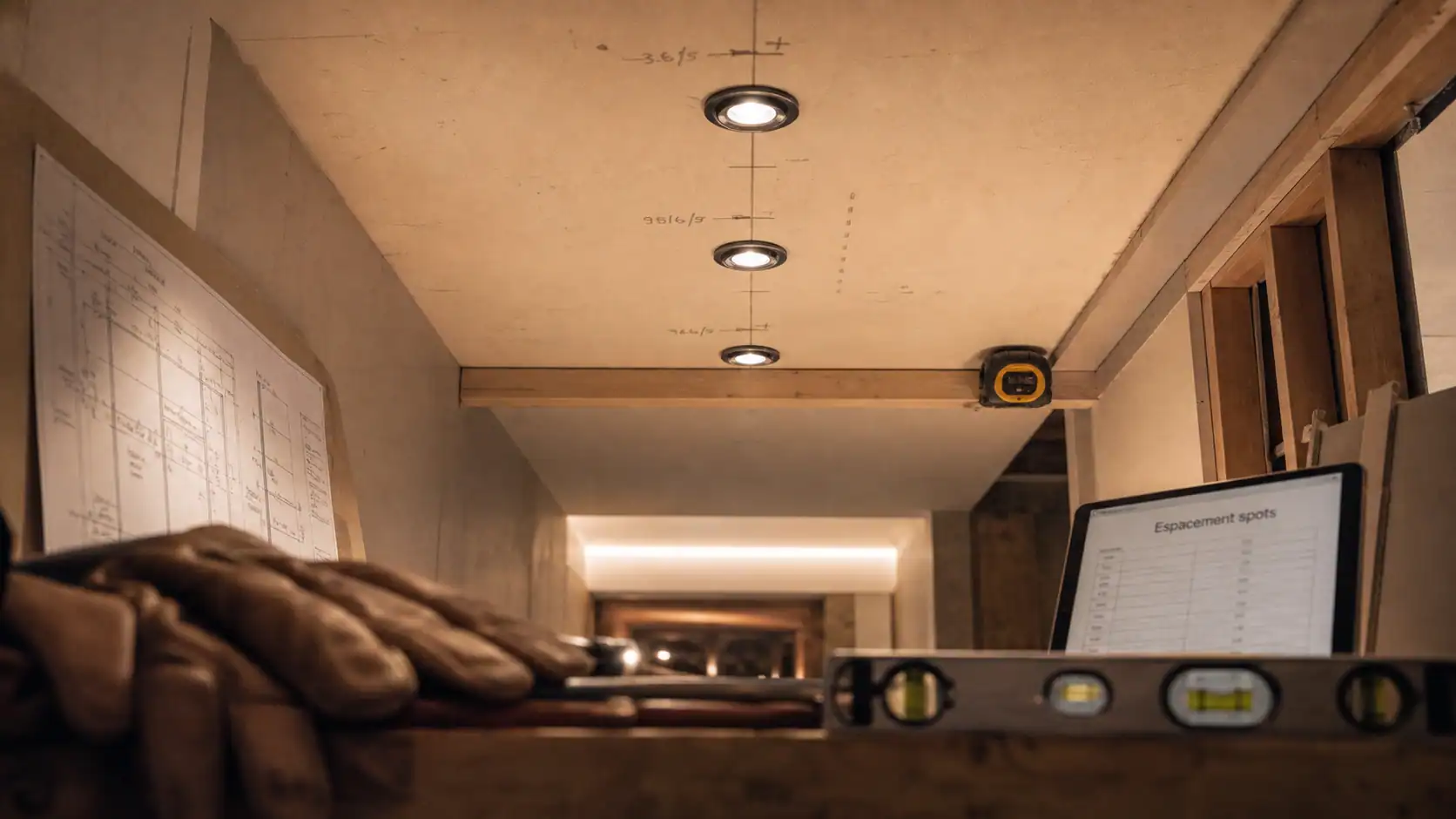 Distance entre spot plafond : espacement spots encastrés au plafond