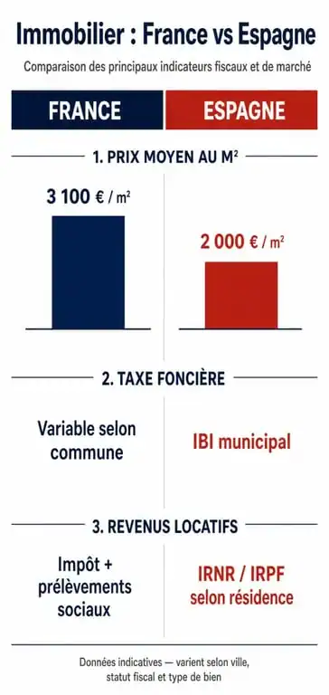 Comparatif fiscal et immobilier France Espagne pour investisseurs