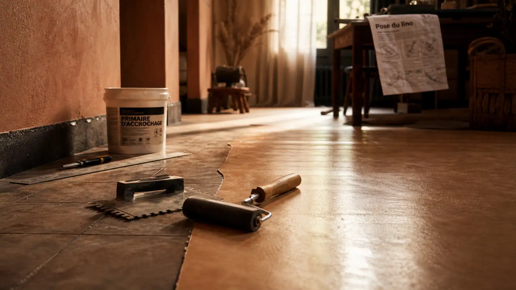 Poser du lino sur carrelage : sol parfaitement lisse