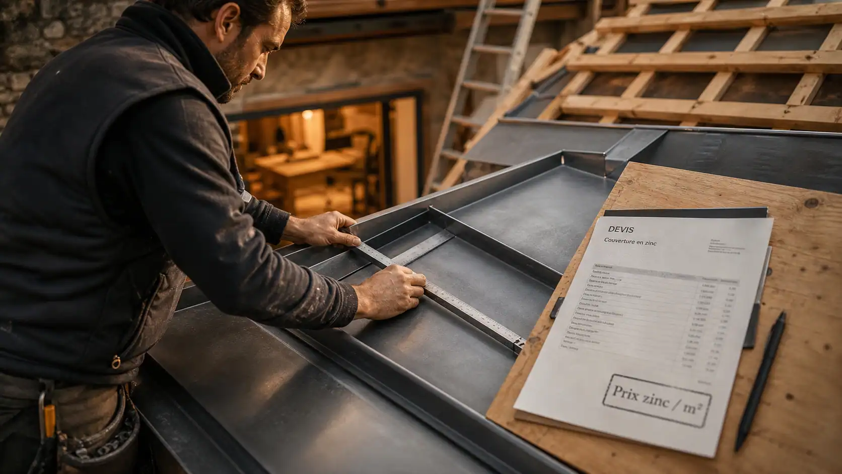 Prix d un toit en zinc : toiture en zinc en chantier