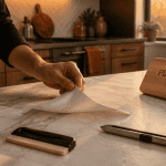 revêtement de plan de travail cuisine marbre posé