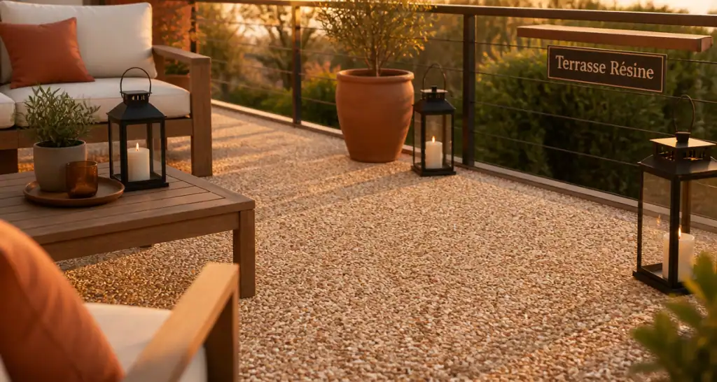 terrasse en résine avantage et inconvénient vue salon