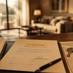 Vente locative : clé et contrat sur plan cadastral