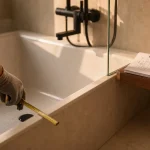 Baignoire de salle de bain d’angle, moderne et élégante