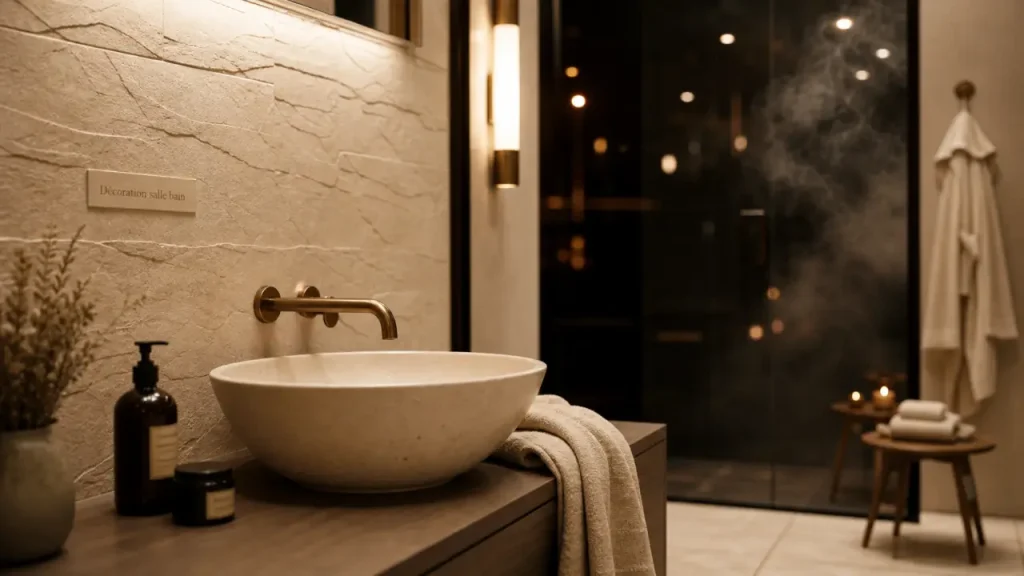Tableaux, panneaux, revêtements : que mettre sur les murs d’une salle de bain humide ?
