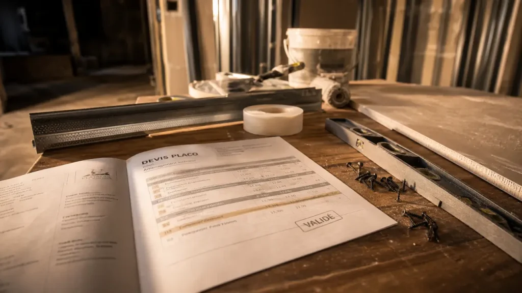 Devis placo : 20 à 60 €/m² et les postes qui font varier le prix