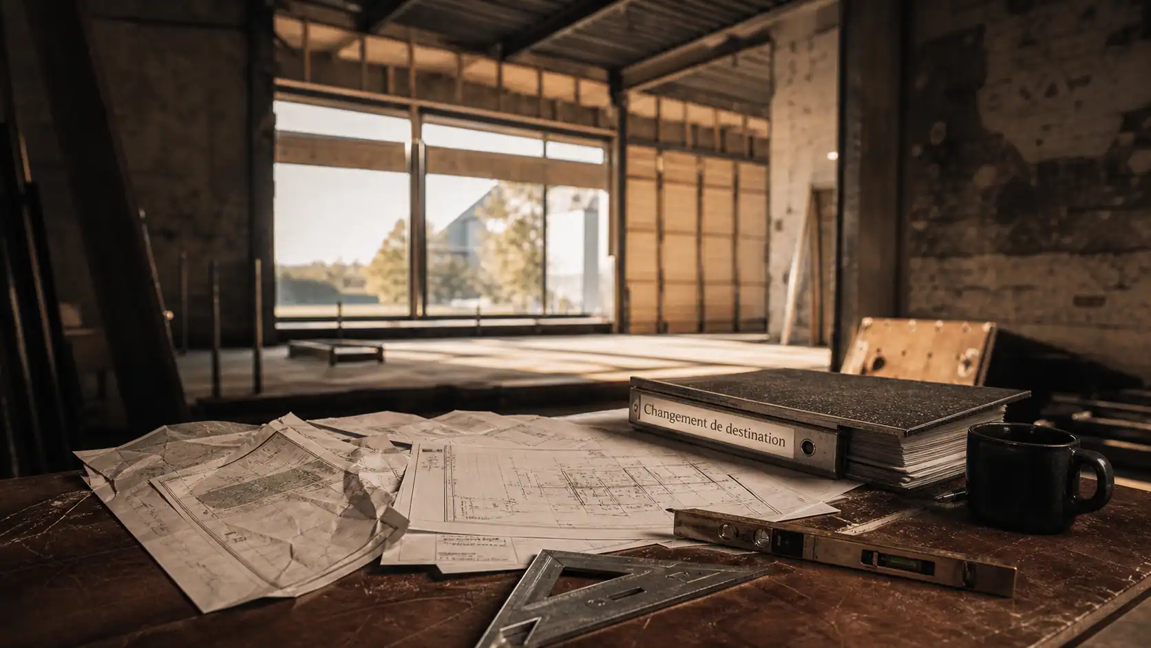 Hangar aménagé en maison : plans PLU en cours de transformation, amiante et budget