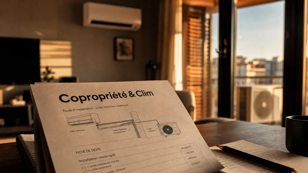 Installation climatisation appartement en copropriété : puissance et budget