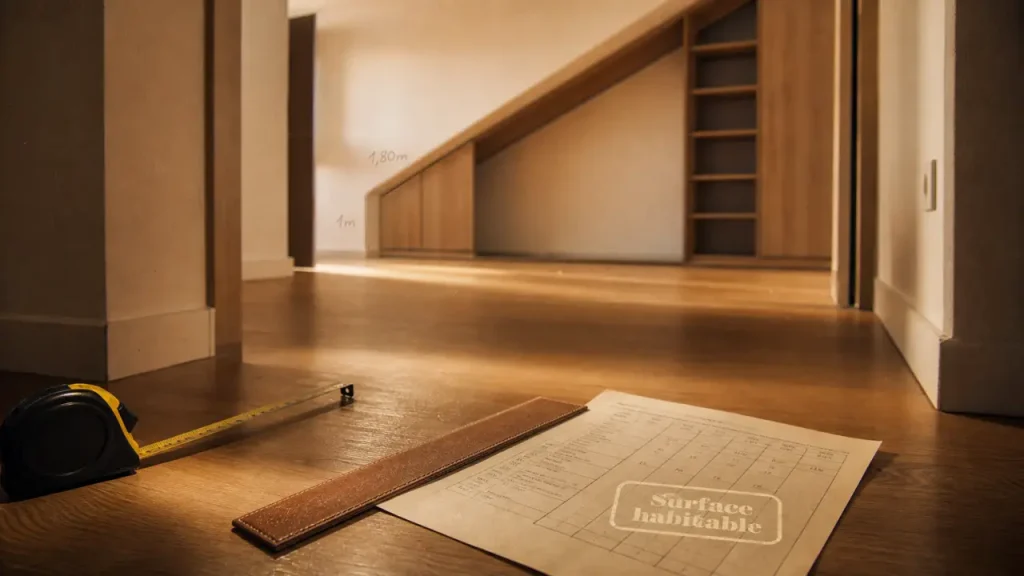Placard surface habitable : mesure 1,80 m sous pente