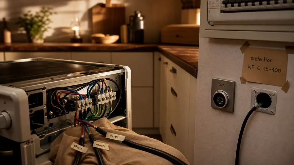 Prise cuisinière électrique 32A avec câble 6 mm²