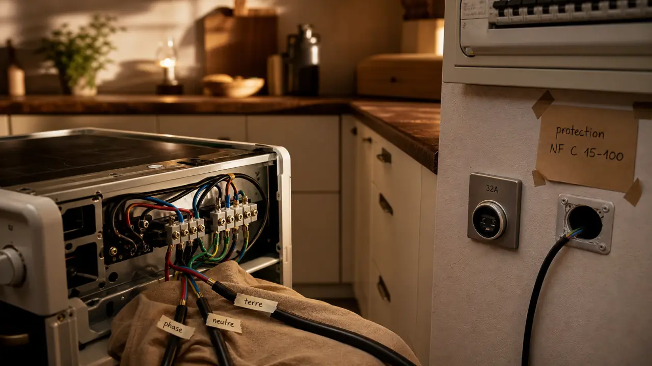 Prise cuisinière électrique 32A avec câble 6 mm²