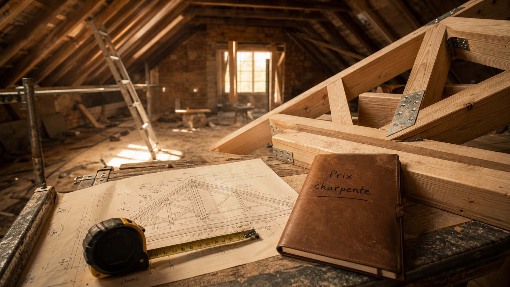 Prix charpente : estimation au m² sur chantier de combles et pose