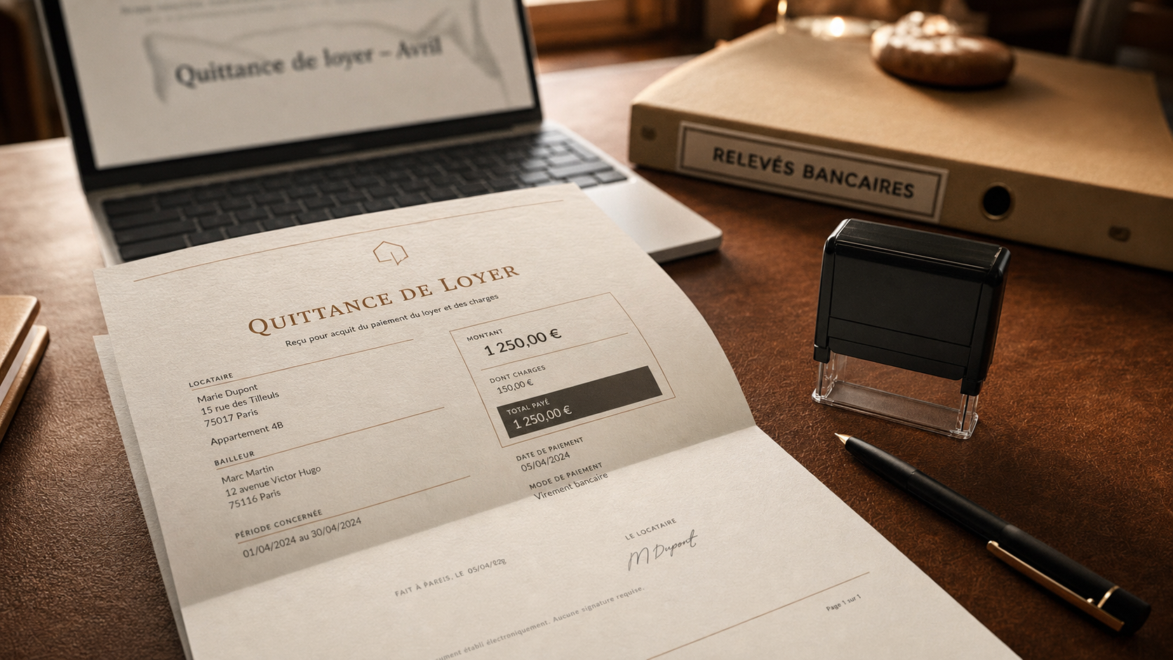 Quittance de loyer pdf gratuit : reçu de location sur papier