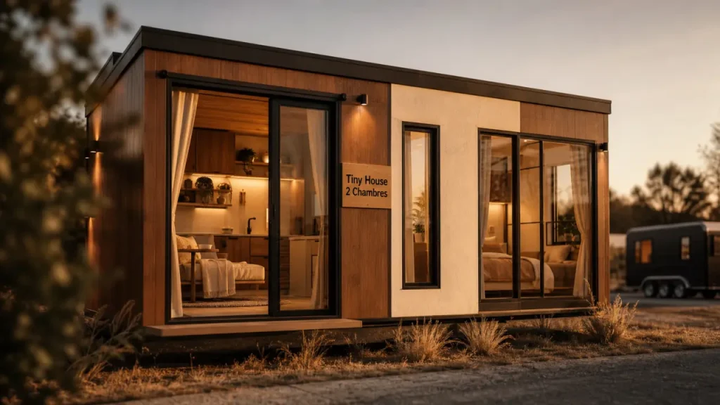 Tiny house 2 chambres : 4 couchages et confort familial dans moins de 20 m²