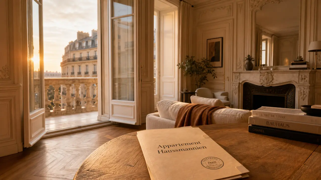 Acheter appartement haussmannien paris : intérieur avec parquet et cheminée