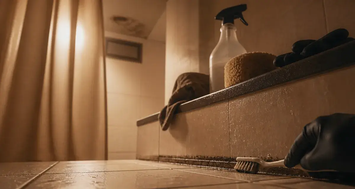 Comment enlever moisissure salle de bain : joint silicone noirci brossé et nettoyage