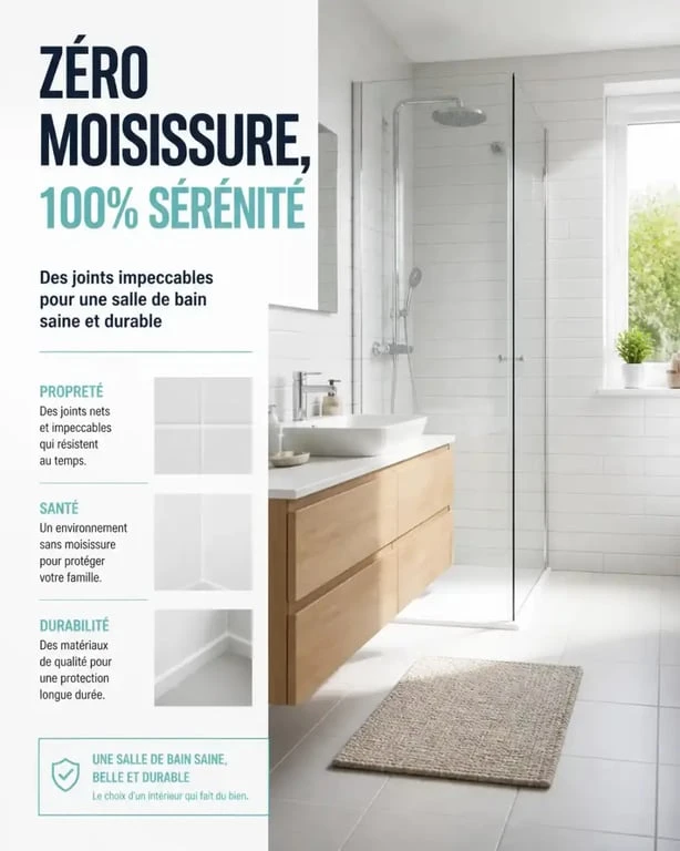 Résultat après avoir enlevé la moisissure dans une salle de bain
