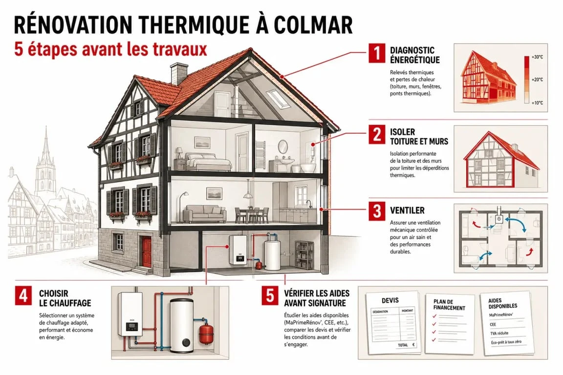 Rénovation thermique Colmar : étapes clés d’un chantier dans une maison alsacienne