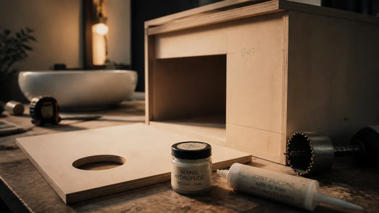 Fabriquer meuble salle de bain bois : bonnes cotes vasque et pose contre l’humidité