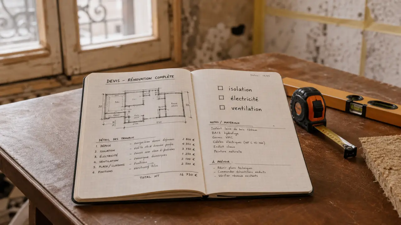 Rénovation valence : devis artisans et priorités à vérifier, carnet de chantier et isolation