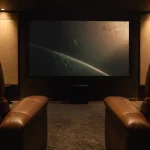 Salle de cinema dans une maison, petit home-cinéma 12 m², son et acoustique soignés