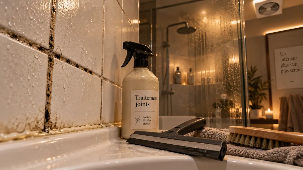 Enlever la moisissure salle de bain : joints de carrelage noircis et silicone