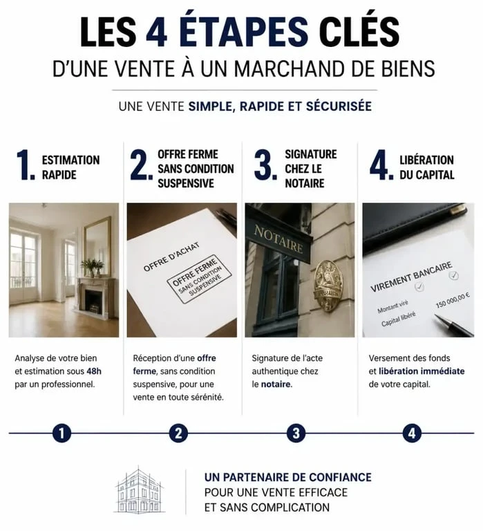 Processus de vente rapide d'un bien immobilier à un marchand de biens à Paris