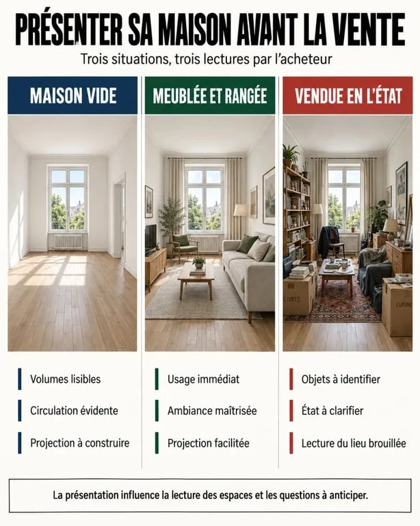 Faut-il vider une maison pour la vendre : comparaison entre maison vide, maison meublée et vente en l'état