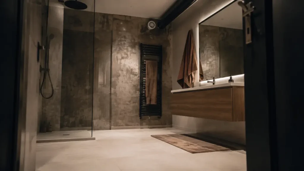 Salle de bain sans fenêtre : lumière en plusieurs couches et humidité sous contrôle