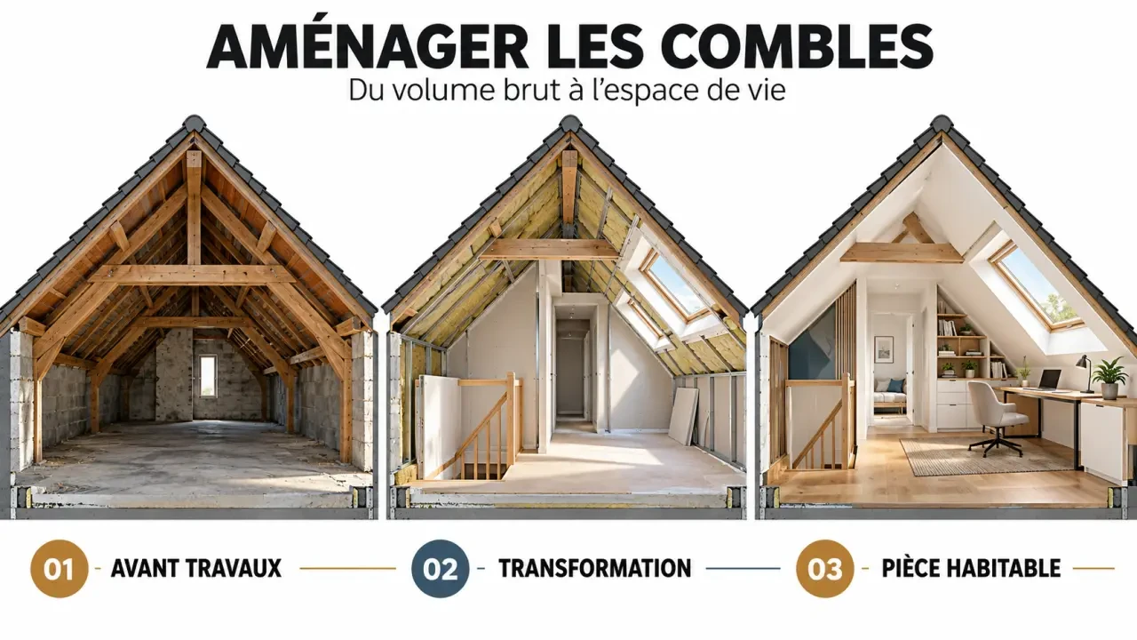 Aménager mes combles : transformation d’un volume sous toiture en pièce habitable isolée