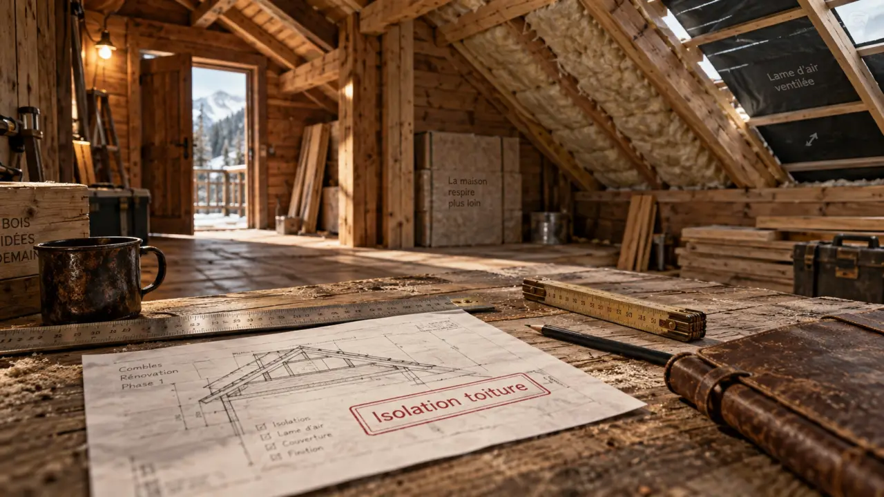 Isoler un chalet en bois : isolant toiture et lame d’air ventilée entre chevrons