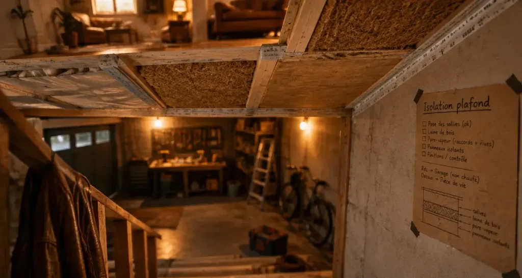 Isoler un garage non chauffé : le plafond devient prioritaire sous une pièce habitée